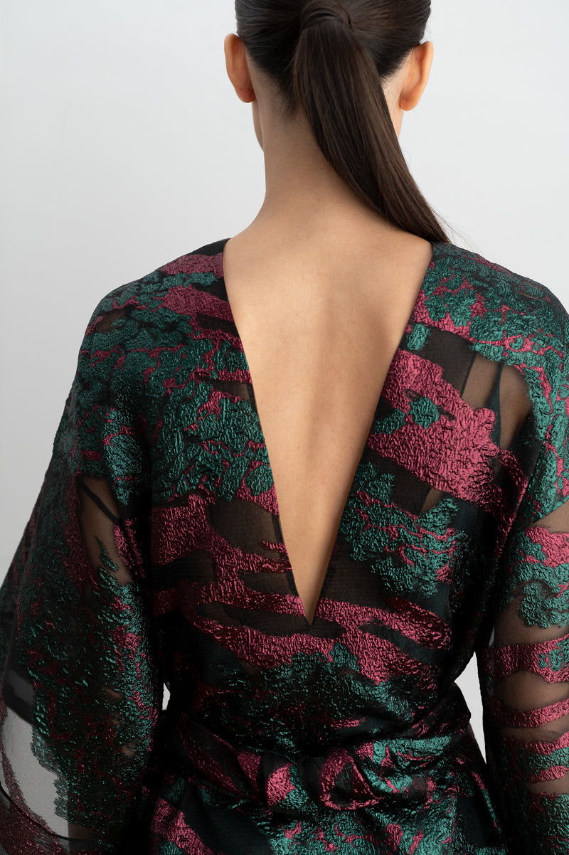 Caftan midi estampado con bolsillos detalle
