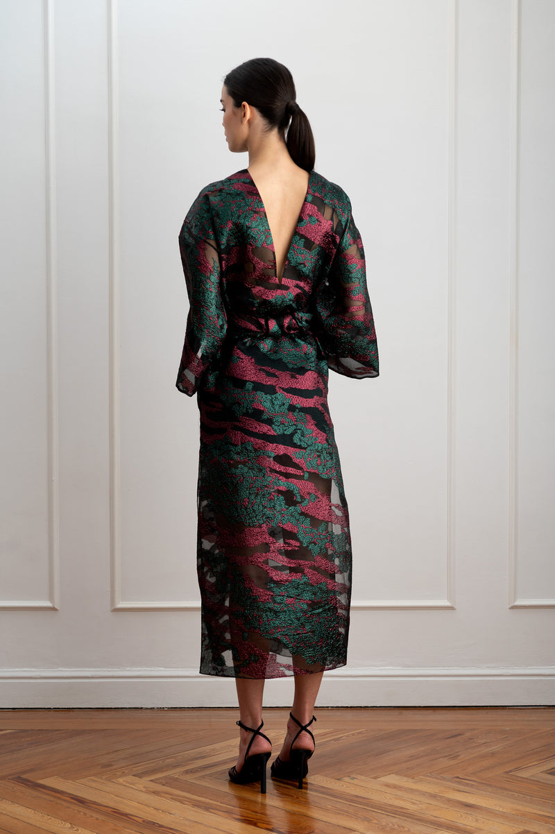 Caftan midi estampado con bolsillos