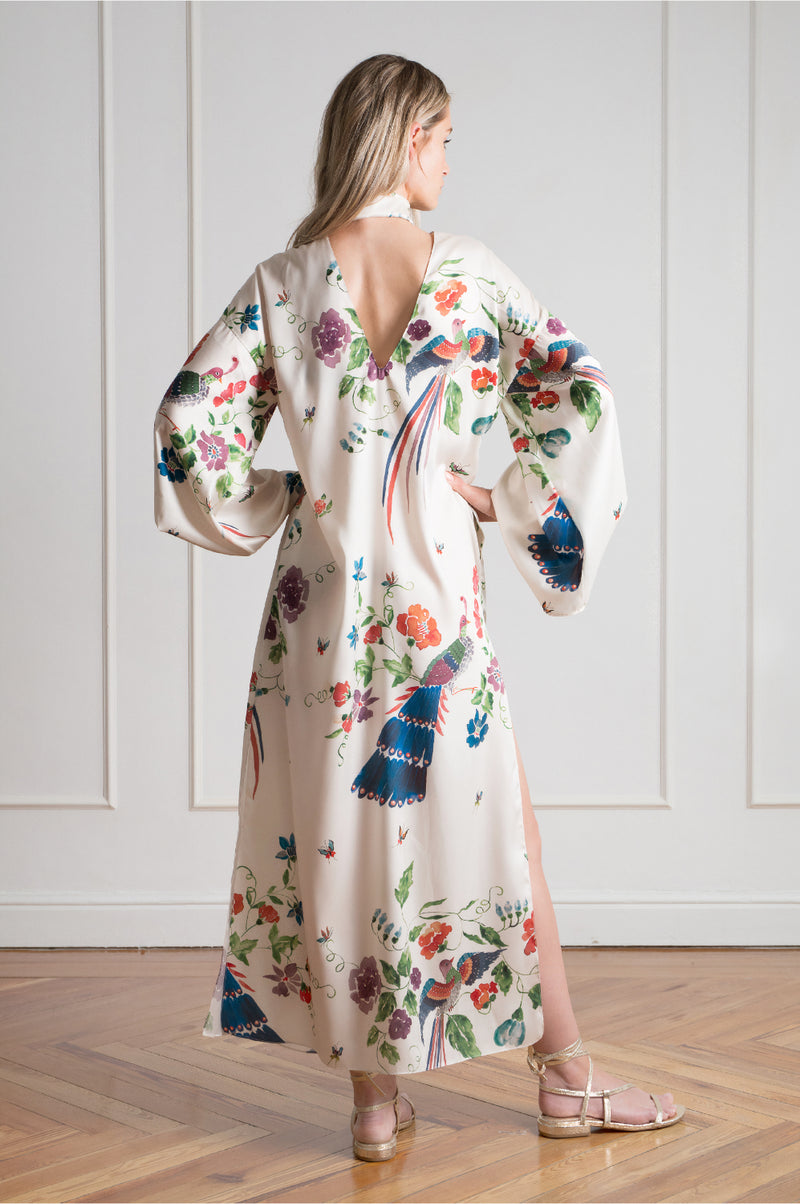 Caftán midi estampado espalda