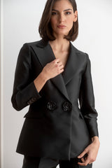 Chaqueta traje cruzada negra