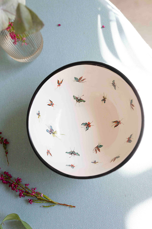 Cuenco porcelana con estampado de mariposas