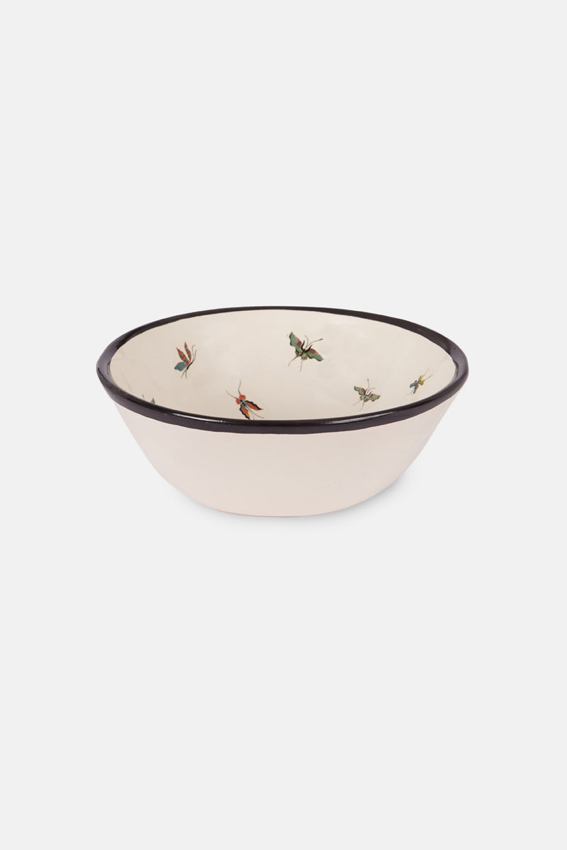 Cuenco porcelana con estampado de mariposas silueta lateral