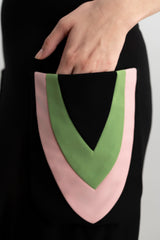 Falda negra midi con bolsillos tricolor
