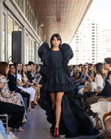 Vestido negro en tafetán de seda