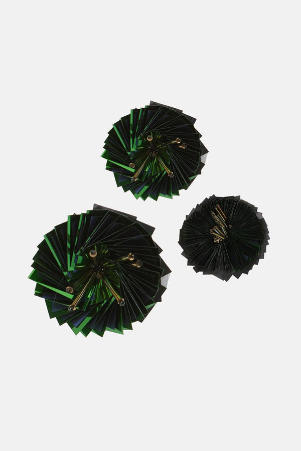 Set de tres flores gorgera verde