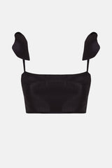 Top corto negro lazos silueta