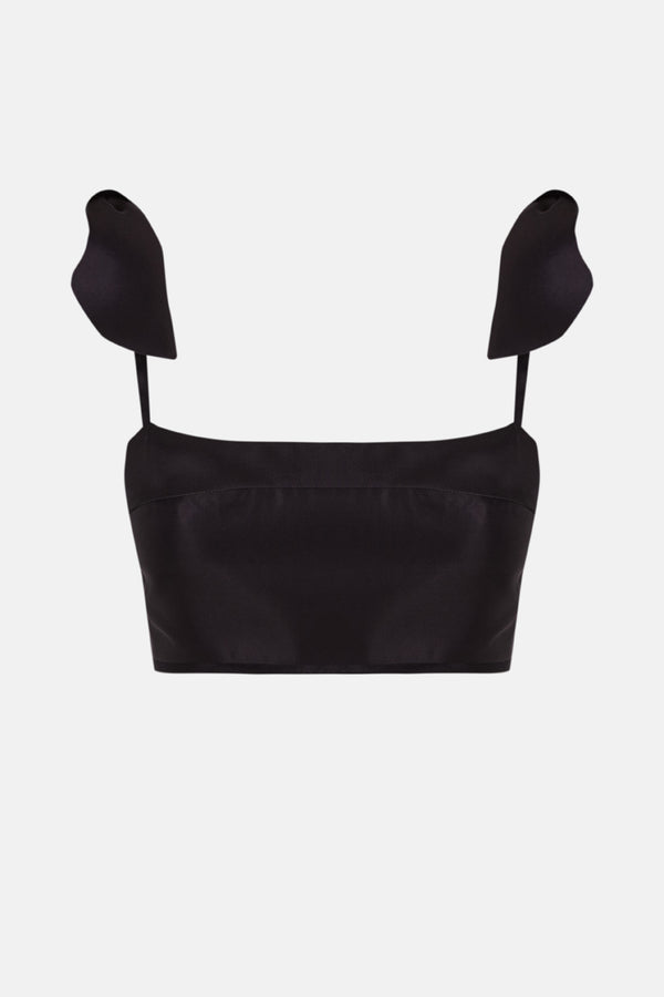 Top corto negro lazos silueta