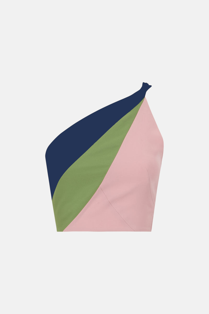 Tricolour top with blue lacing