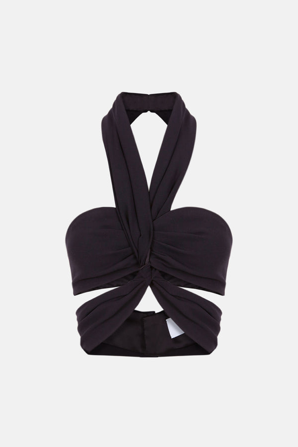 Top cuello halter con tiras silueta