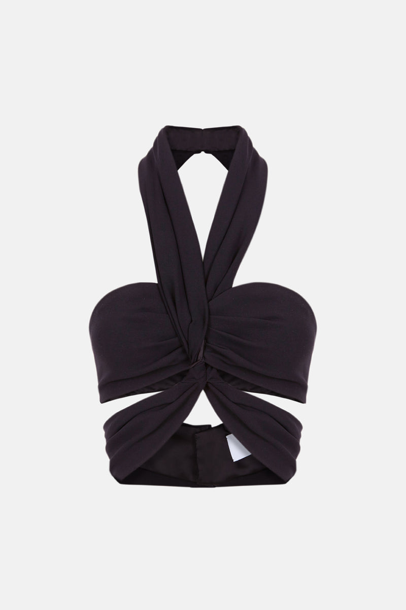 Top cuello halter con tiras silueta