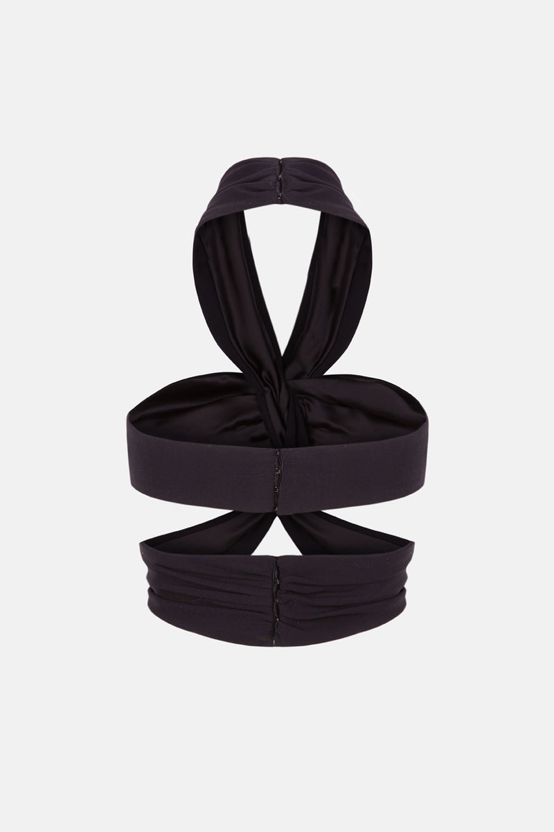 Top cuello halter con tiras silueta espalda