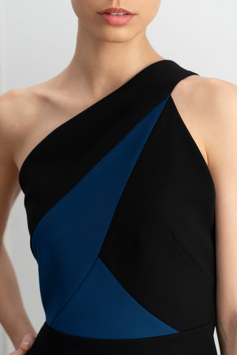 Vestido azul y negro