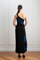 Vestido azul y negro
