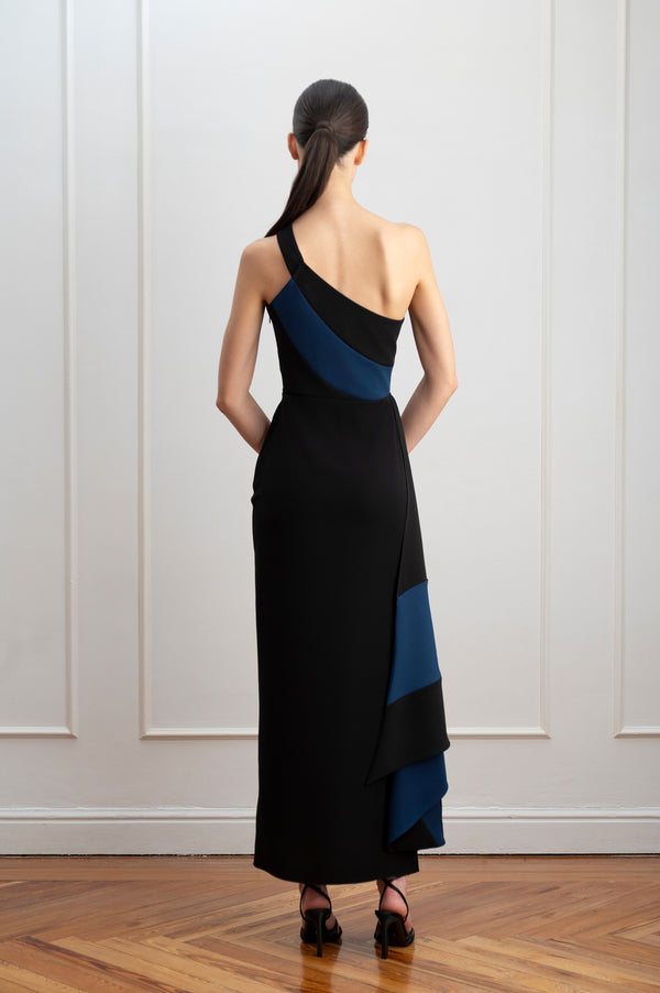 Vestido azul y negro