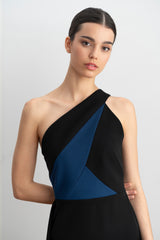 Vestido azul y negro