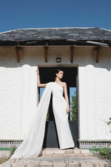 Asymmetrical dress with handkerchief