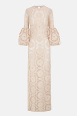 Vestido largo crochet beige silueta