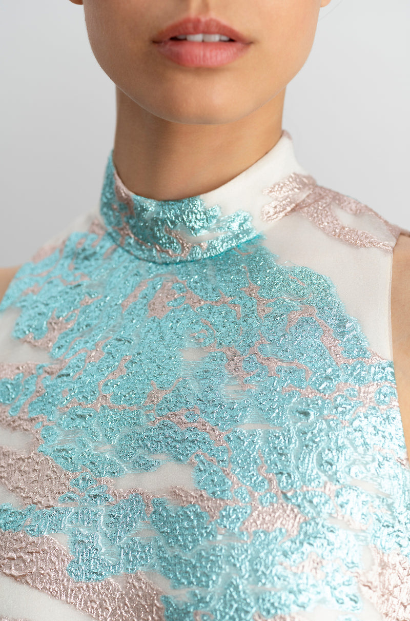 Vestido estampado cuello halter