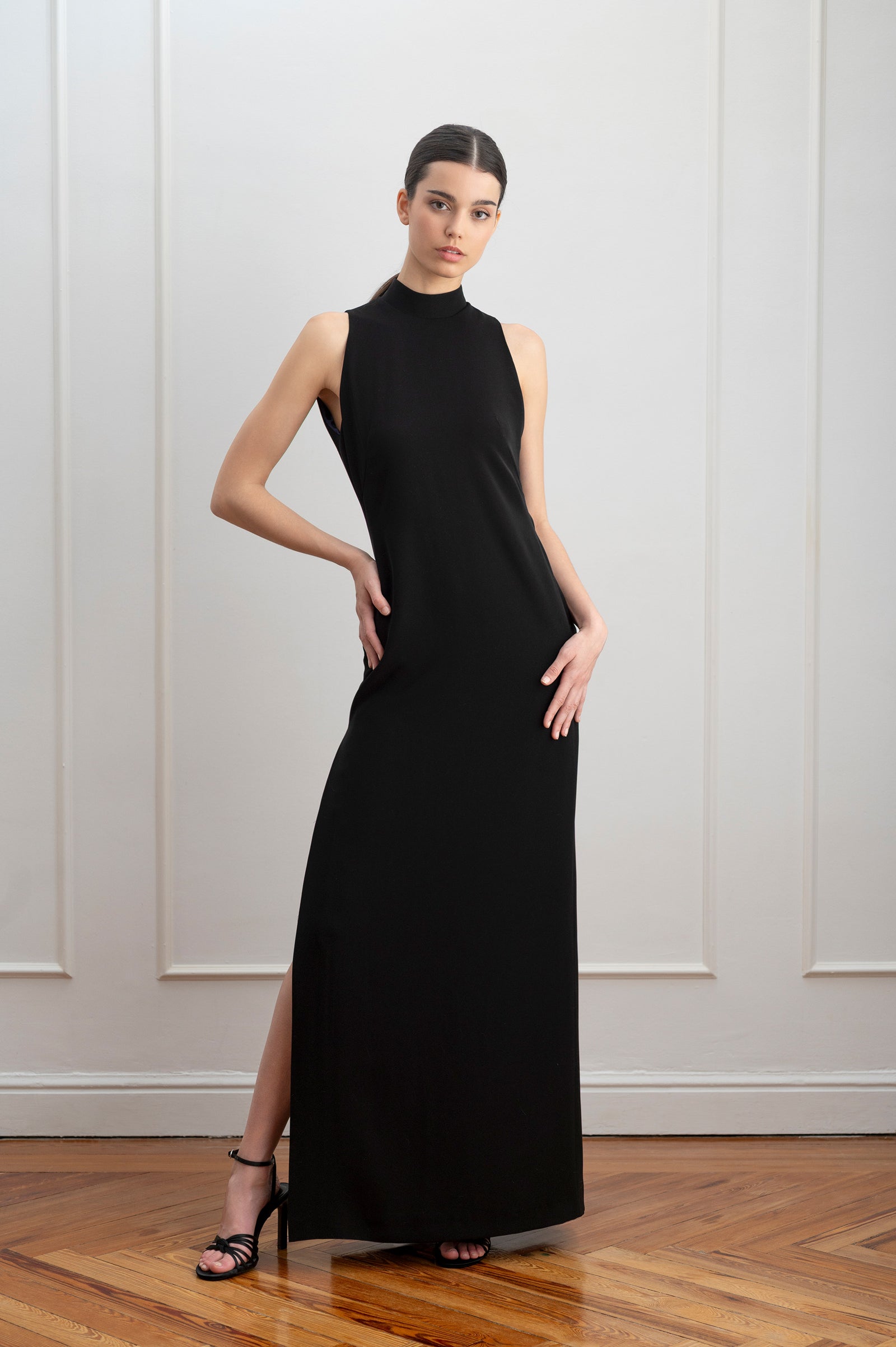 men formal dressing Angelina Halterneck Bow-Detail Midi Dress in Black