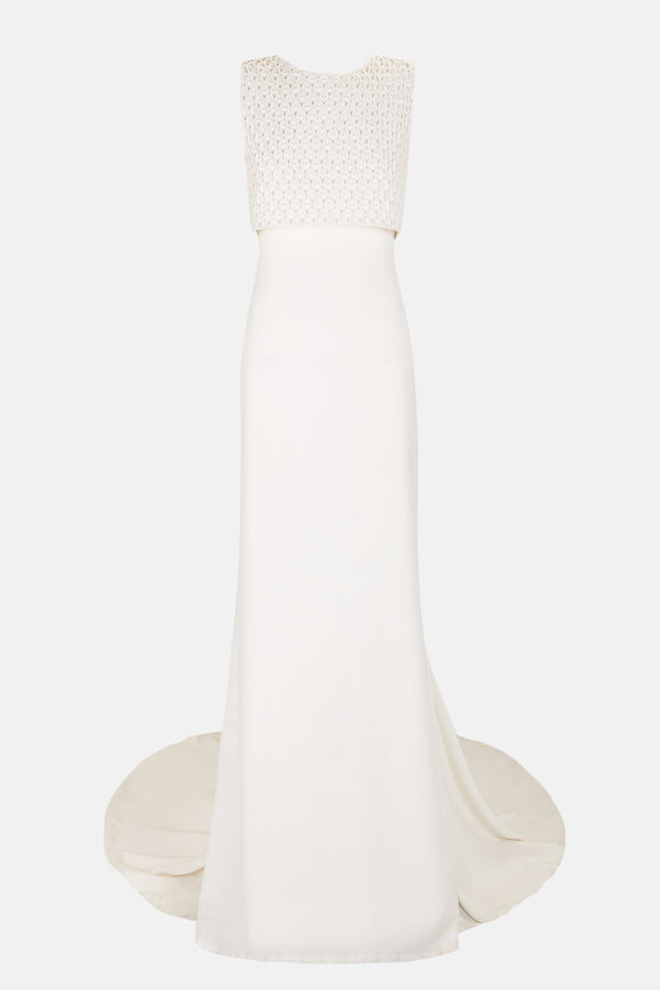 Vestido con cuerpo en nido de abeja desmontable silueta