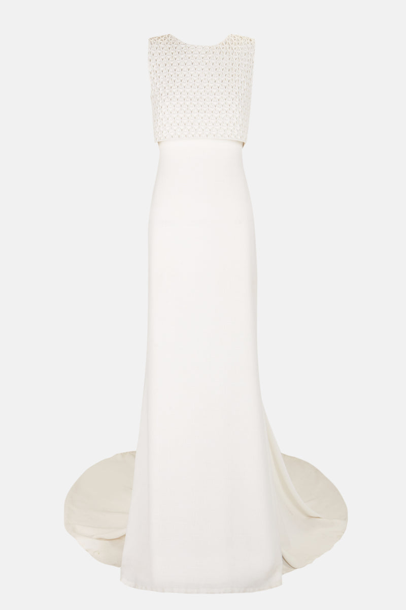 Vestido con cuerpo en nido de abeja desmontable silueta