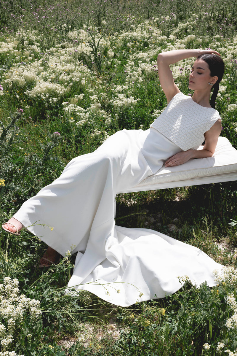 Vestido con cuerpo en nido de abeja desmontable 