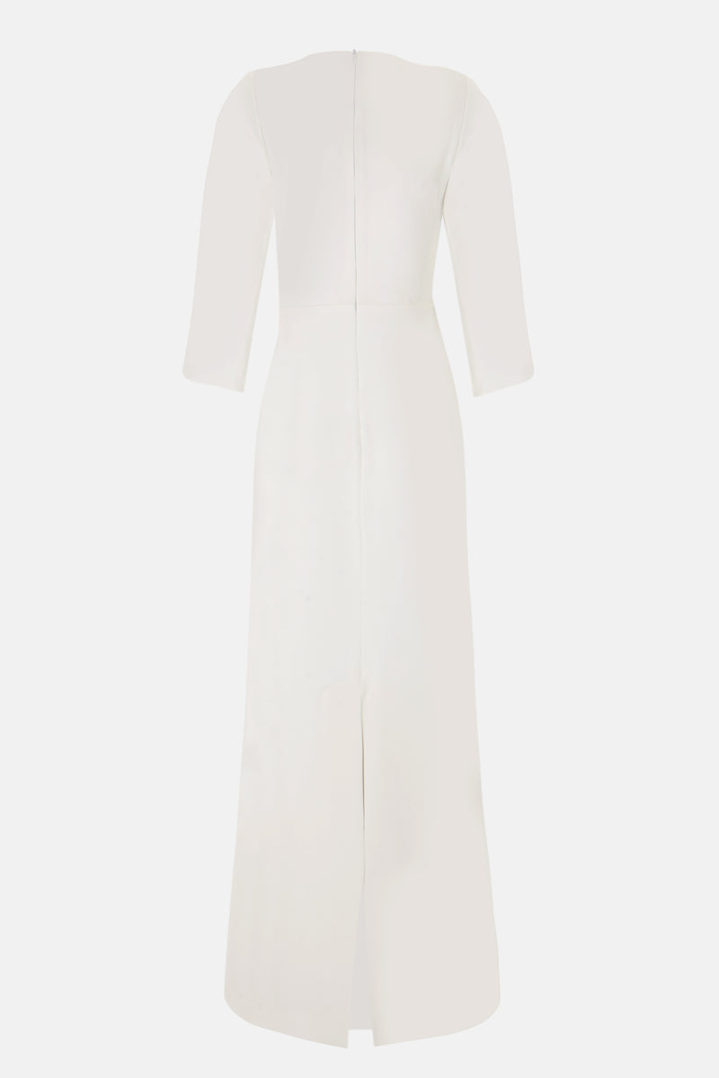 Vestido novia drapeado silueta espalda