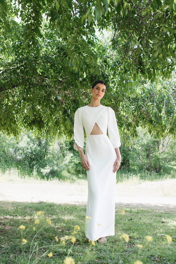 Vestido novia drapeado