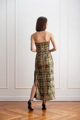 Vestido midi recto lentejuelas espalda