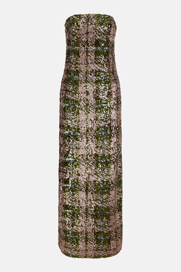 Vestido midi recto lentejuelas silueta