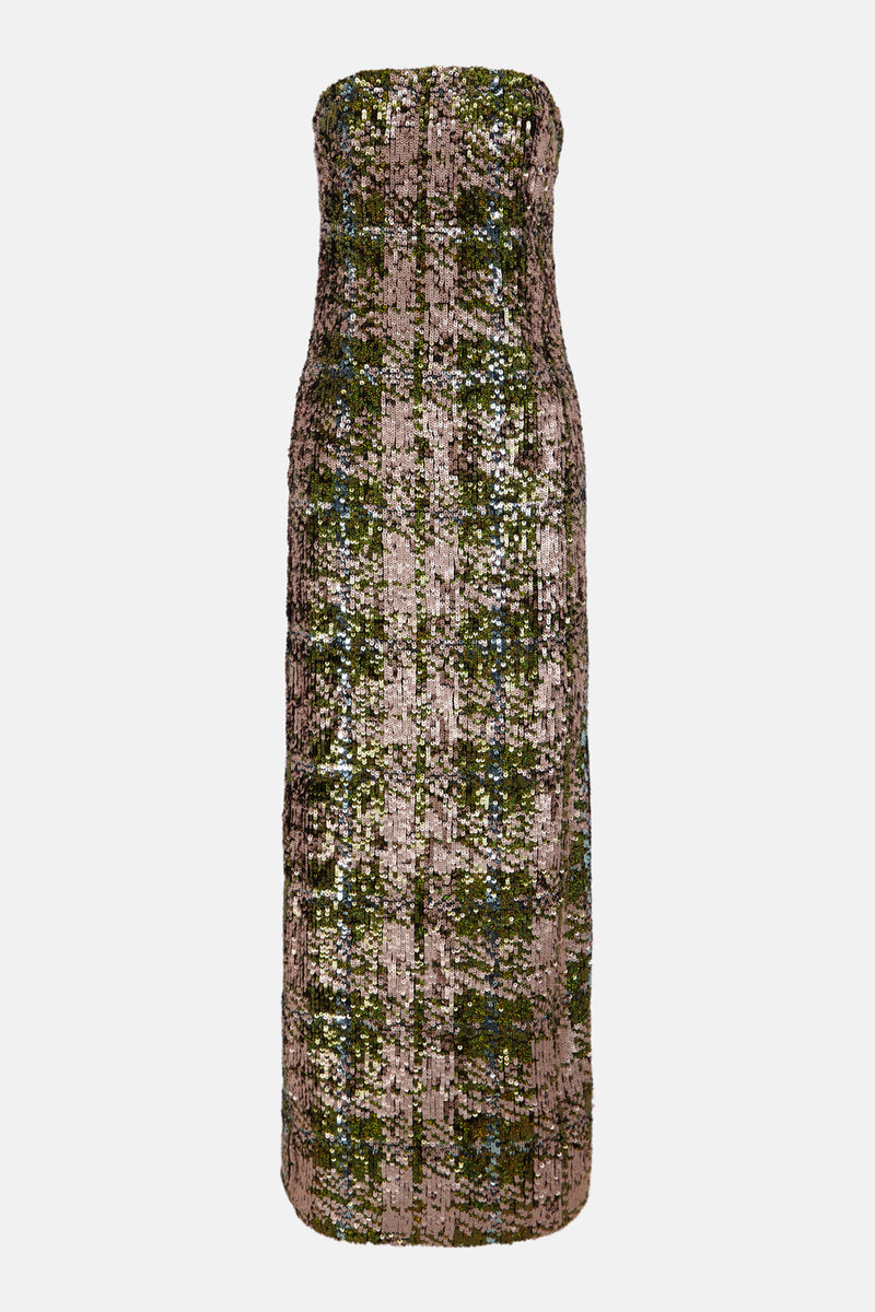 Vestido midi recto lentejuelas silueta