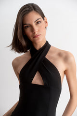 Vestido negro noche detalle