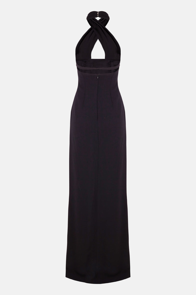 Vestido negro noche silueta espalda