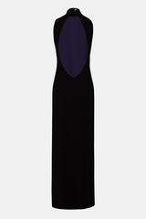 Vestido negro cuello halter silueta espalda