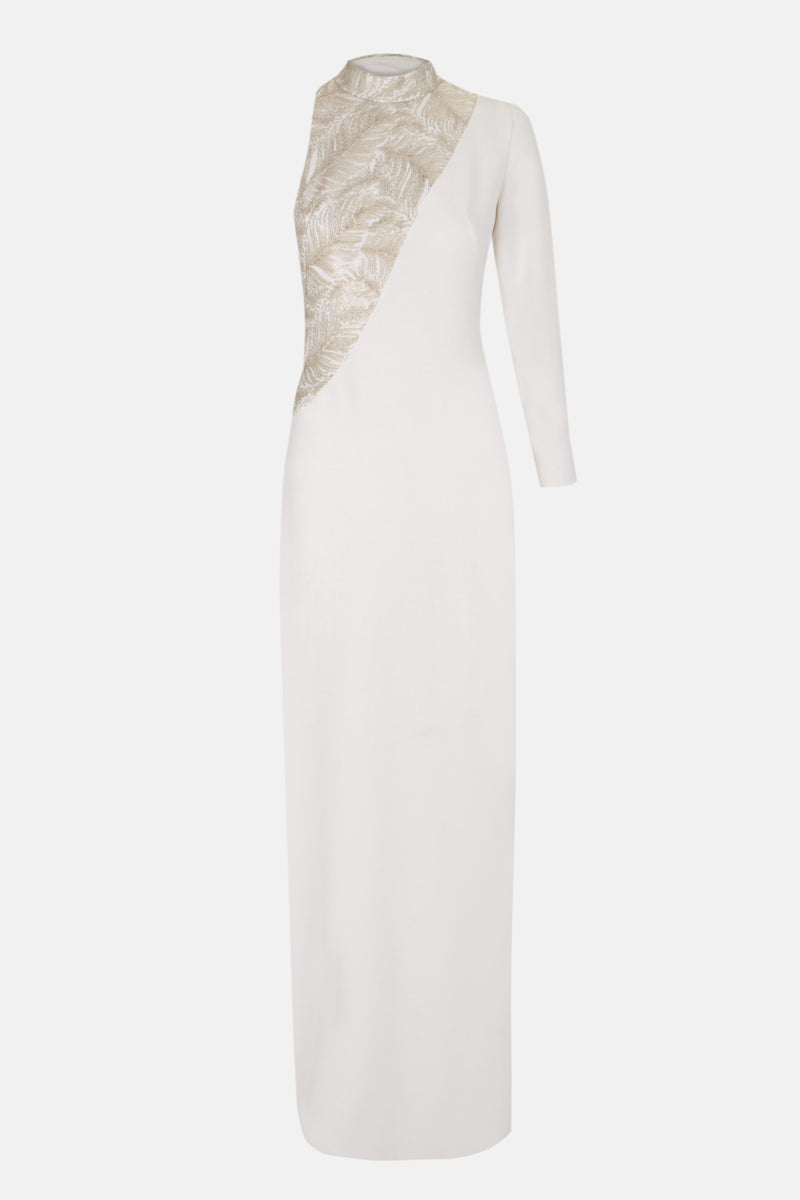Vestido asimétrico bordado silueta