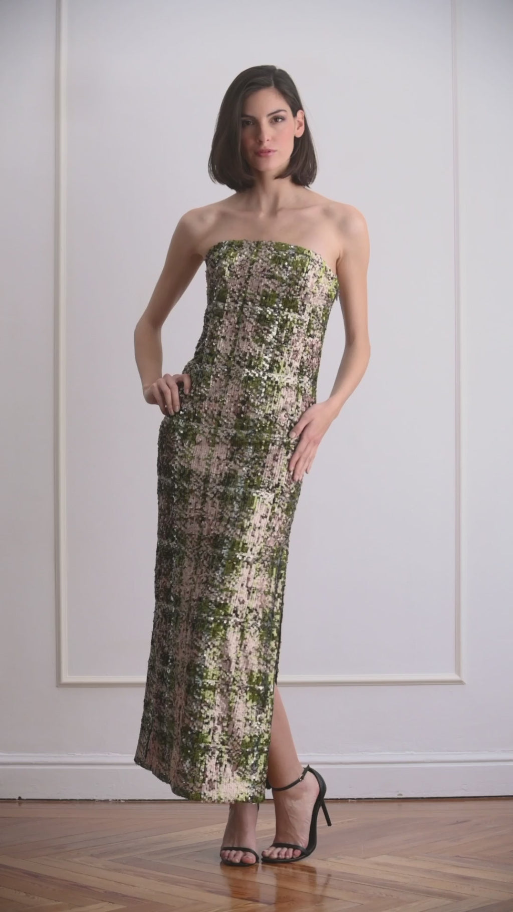Vestido midi recto de lentejuelas Beatriz de la C mara
