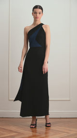 Vestido azul y negro