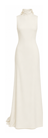 Halter Bridal Gown with Open Back and Silk Bow