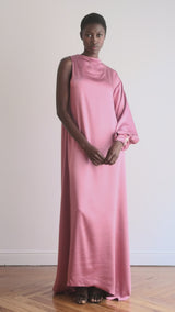 Video del vestido de noche asimétrico color rosa