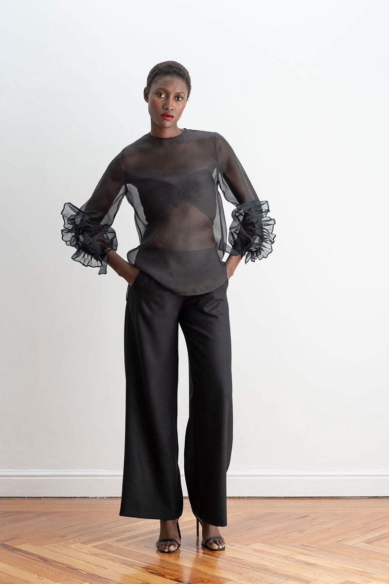 Blusa Con Manga Campana Blusa Manga Larga Acampanada Blusa Negra