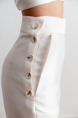 Pantalón de talle alto novia detalle