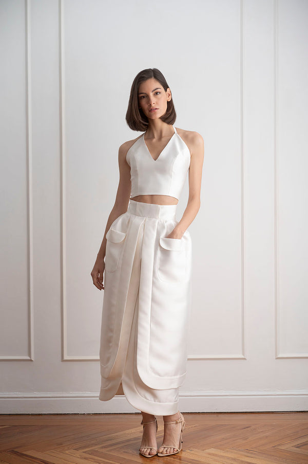 Top escote pico novia