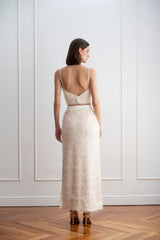 Top de flecos novia espalda