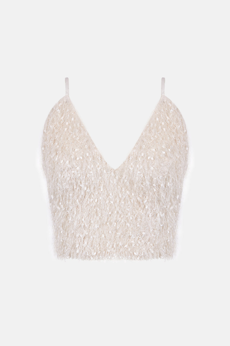 Top de flecos novia silueta