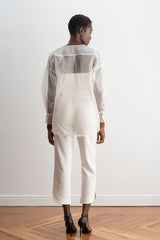Espalda de la Blusa con Mangas Abullonadas Blanco