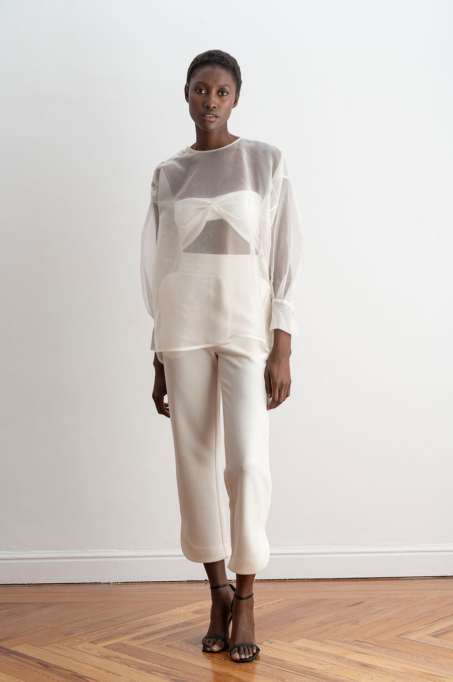 Blusa Blanca Manga Abullonada Coreano Chic Camisa Suelta De Manga