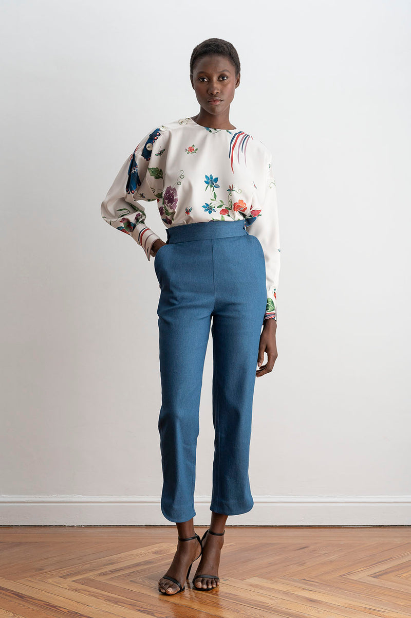 Printed blouse with puffed long sleeves – Beatriz de la Cámara