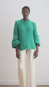 Video del jersey oversize  color verde aguamarina