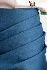Asymmetrical wrap denim skirt