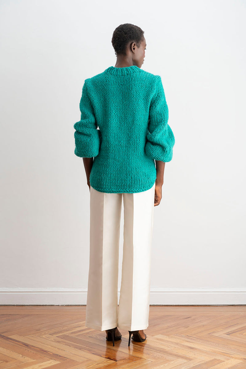 Espalda del Jersey Oversize Verde Aguamarina
